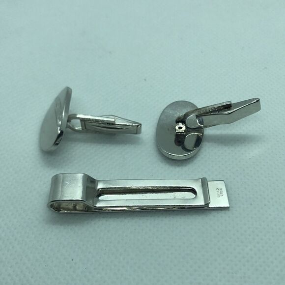 💛 Sterling Silver Vintage Cuff Links & Tie Bar - Picture 2 of 4